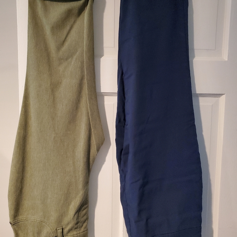Two Pair Of Capris Pants; Navy And Green